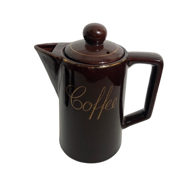 Vintage redware glazed pottery coffee set - Picture 2 of 4